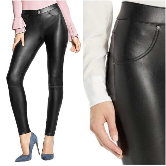 HUE Pants - NWT - HUE BLACK STRETCH "LEATHER" SKINNY JEANS